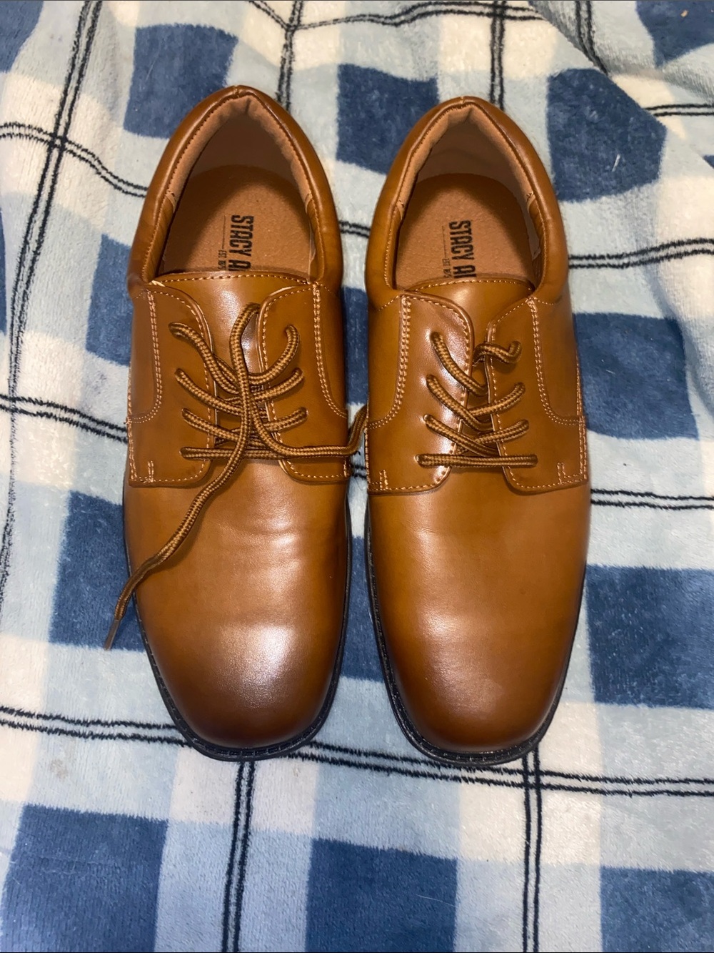 Stacy Adams Boys Tan Lace-Up Dress Shoes